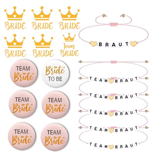 JGA Armbänder, Hochwertiges Set Mit 18 Teilen, Perfekt Für Junggesellenabschied Und Hochzeitsfeiern, Ideales Accessoire Für Braut Und Team Bride von Scinzene