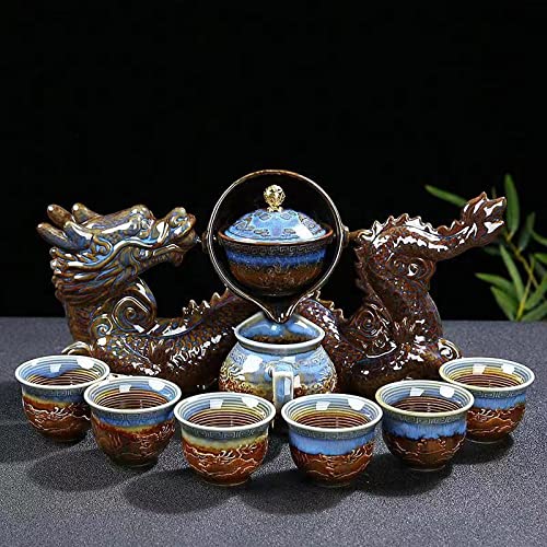 Scizorito chinesischer Gongfu Tee Set Geschenkbox, chinesische Drachenform, reines Handfeuern, mit 360drehender Teekanne und Infuser, geeignet für Büro, Zuhause, Geschenk (Drachenfest) von Scizorito