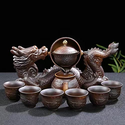 Scizorito chinesischer Gongfu Tee Set Geschenkbox, chinesische Drachenform, reines Handfeuern, mit 360drehender Teekanne und Infuser, geeignet für Büro, Zuhause, Geschenk (Drachenlegende) von Scizorito