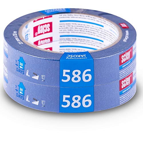 Scley Abdeckband, Kreppband Breite 25mm, Länge 33m, 2 Stück Malerband, Malerkrepp blau, Klebeband für Malerarbeiten Serie *586*, A0300-860225 von Scley