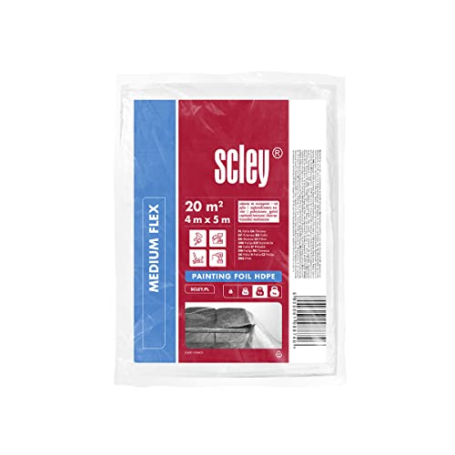 Scley Abdeckfolie, 8 Stück Plastikplane, Staubschutzfolie, Breite 4m, Länge 5m, 20qm, Materialdicke 10my, Plastikfolie, 20qm, Abdeckfolie stark, HDPE, Baufolie transparent, Malerplane, A8400-100405 von Scley