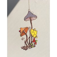 Fleckglas Wald Pilze Suncatcher Tag Geschenk Haus Kunst Fenster Wand Natur Ornament Dekorationen Hängen von ScloGlassStudio