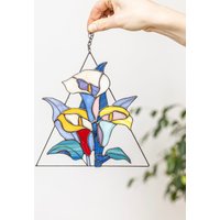 Glasmalerei Calla Blüten, Suncatcher Fensterschmuck, Geschenk Muttertag, Oma von ScloGlassStudio