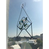 Glasmalerei Grün Klar Umschlag Suncatcher Frau Geschenk Wohnkultur Kunst Fenster Wanddekorationen Hängen von ScloGlassStudio