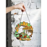 Glasmalerei-Waldpilze Suncatcher Haus-Kunst-Fenster-Wanddekorationen, Oma Geschenk, Erntedank-Tagesgeschenk von ScloGlassStudio