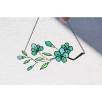 Grüner Sakura Zweig Buntglas Sonnenfänger Blumen Geschenk Für Frau Mädchen Haus Home Dekor Fenster Wand Muttertag Blatt von ScloGlassStudio