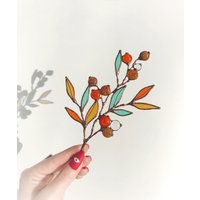 Suncatcher Glas Kunst Blatt Blätter Dekoration Traditionell Festlich Geschenk Sprig Home Fenster Wandbehang. Muttertagsgeschenk von ScloGlassStudio