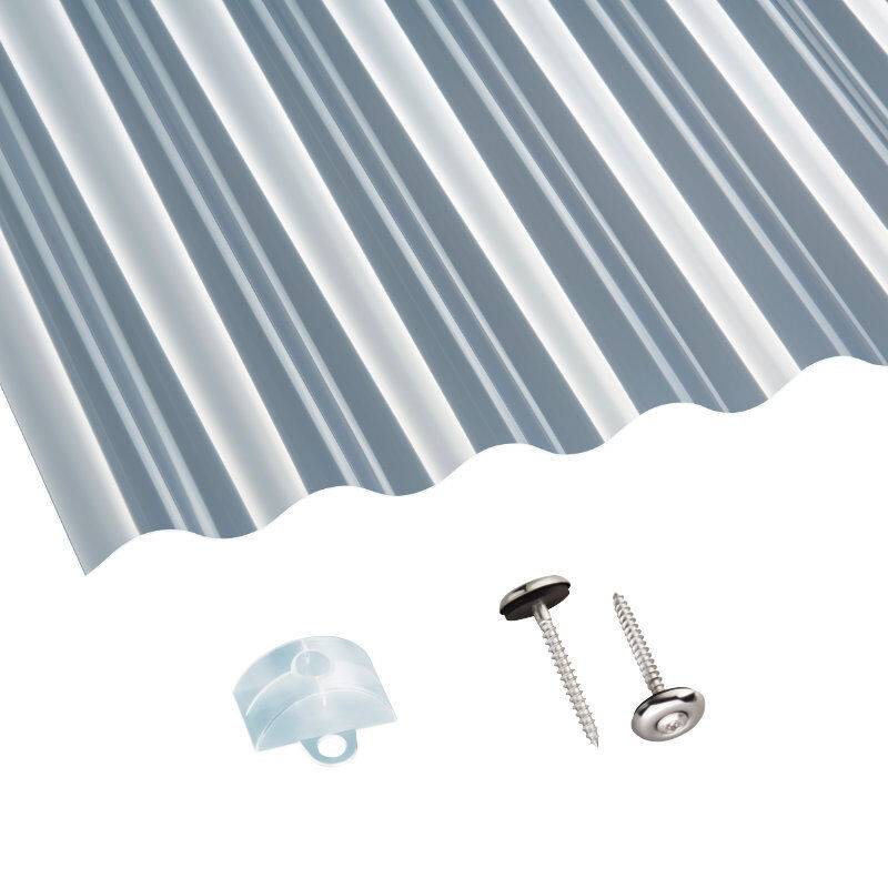 PET | Terrassendach-Set | Sinusplatte | 76/18 | 1,1 mm | glatt | klar von Scobalit