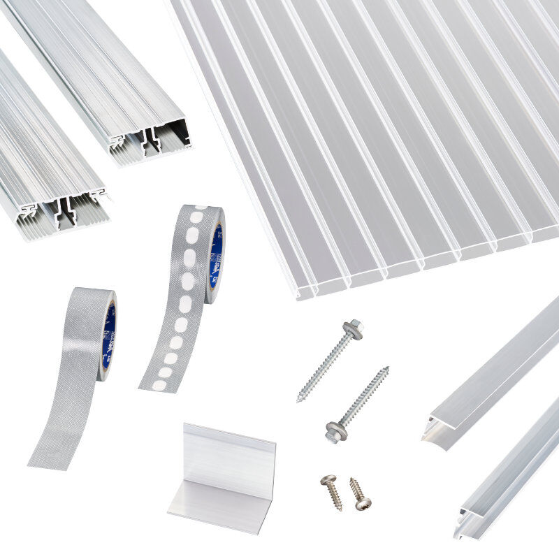 Polycarbonat Doppelstegpatten | Terrassendach-Set | einfachem Alu Verlegeprofil | 16 mm | glasklar Polycarbonat Doppelstegpatten | Terrassendach-Set | einfachem Alu Verlegeprofil | 16 mm | glasklar von Scobalit