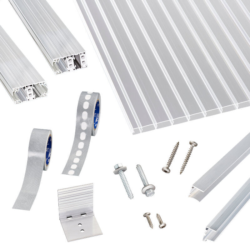 Polycarbonat Doppelstegplatten | Terrassendach-Set | Thermo Alu Verlegeprofil | 16 mm | glasklar Polycarbonat Doppelstegplatten | Terrassendach-Set | Thermo Alu Verlegeprofil | 16 mm | glasklar von Scobalit
