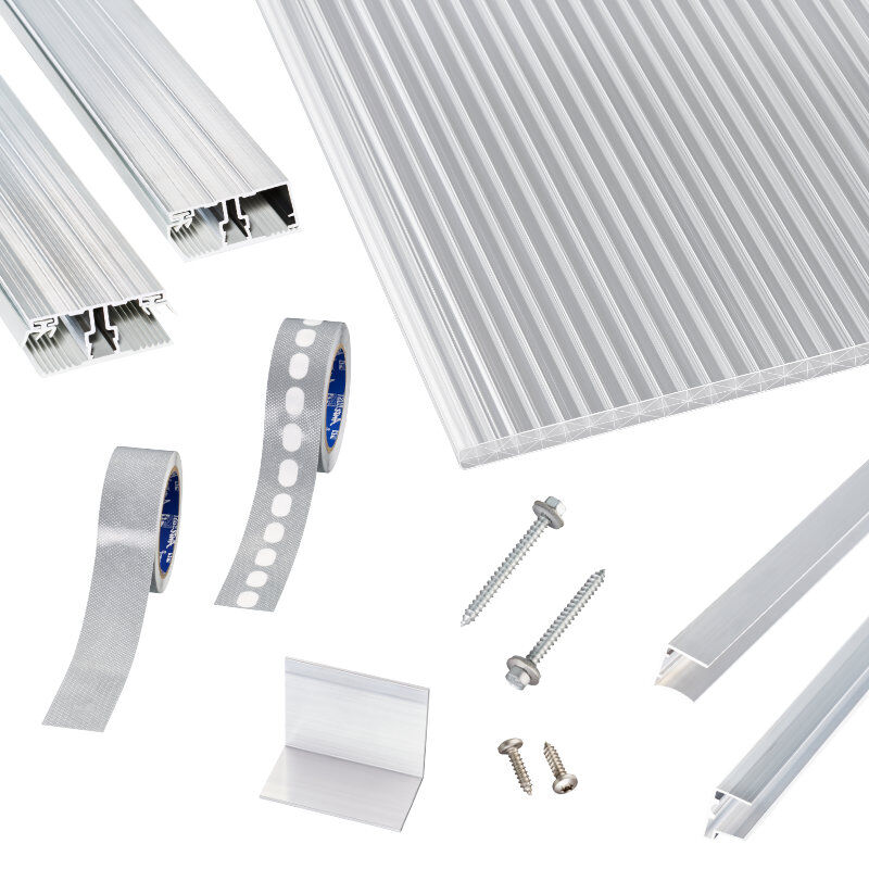Polycarbonat Stegplatten | Terrassendach-Set | einfachem Alu Verlegeprofil | 16 mm | X16 5-Fach | glasklar Polycarbonat Stegplatten | Terrassendach-Set | einfachem Alu Verlegeprofil | 16 mm | X16 5-Fach | glasklar von Scobalit