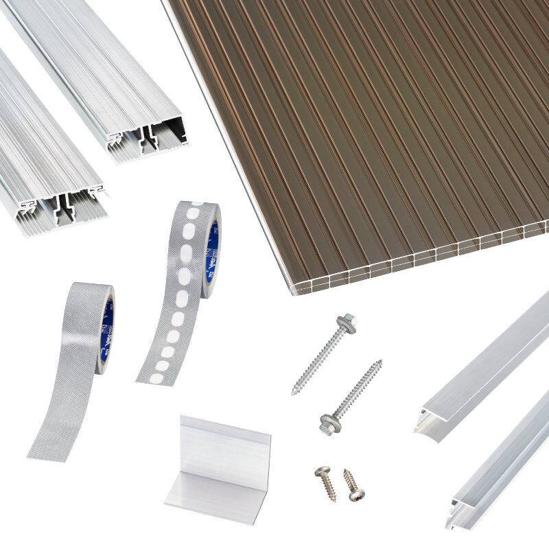 Polycarbonat Stegplatten | Terrassendach-Set | einfachem Alu Verlegeprofil | 16 mm | bronze von Scobalit