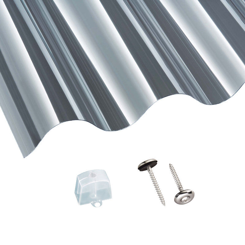 Polycarbonat | Terrassendach-Set | Sinusplatte | 177/51 | Profil 6 | 0,8 mm | glatt | klar Polycarbonat | Terrassendach-Set | Sinusplatte | 177/51 | Profil 6 | 0,8 mm | glatt | klar von Scobalit