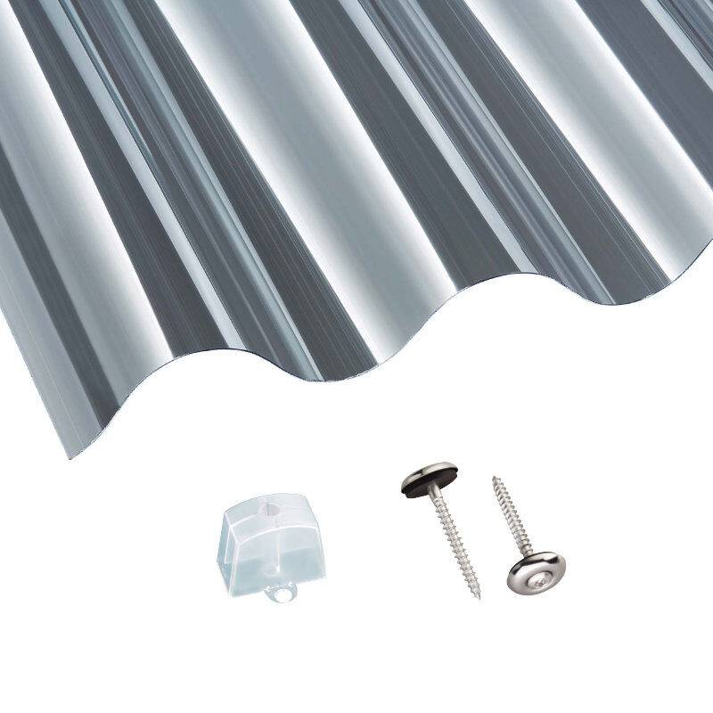 Polycarbonat | Terrassendach-Set | Sinusplatte | 177/51 | Profil 6 | 0,8 mm | glatt | klar von Scobalit