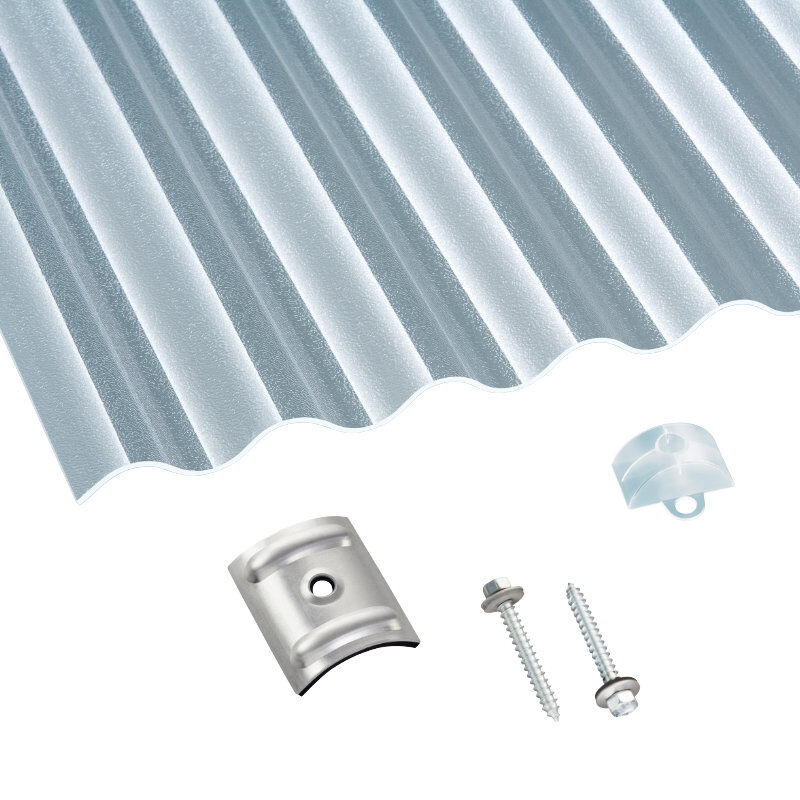 Polycarbonat | Terrassendach-Set | Sinusplatte | 76/18 | 2,5 mm | gekräuselt | klar Polycarbonat | Terrassendach-Set | Sinusplatte | 76/18 | 2,5 mm | gekräuselt | klar von Scobalit