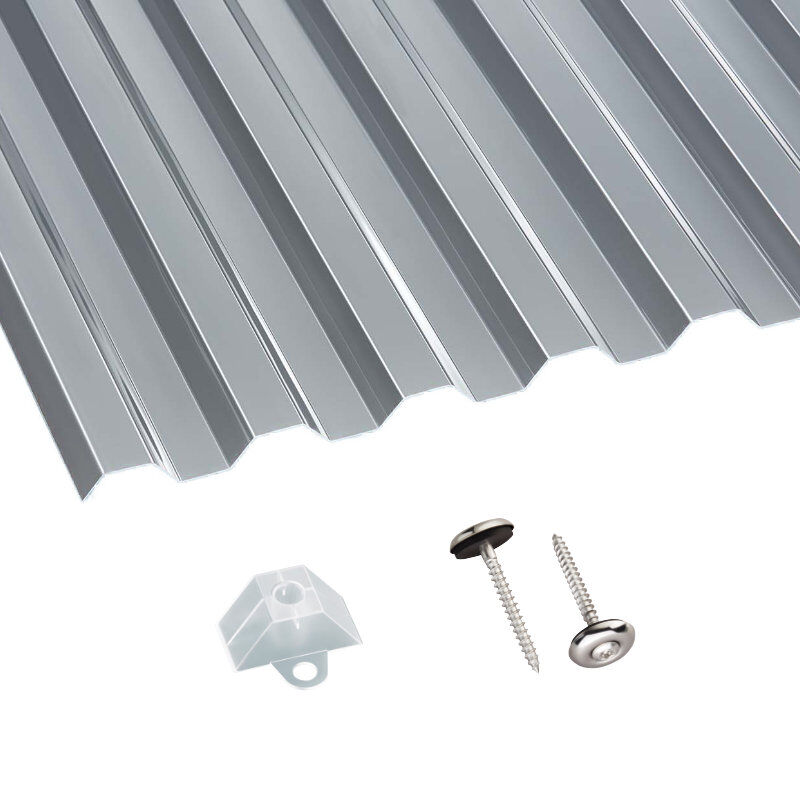 Polycarbonat | Terrassendach-Set | Spundwand | 76/18 | 0,8 mm | grau Polycarbonat | Terrassendach-Set | Spundwand | 76/18 | 0,8 mm | grau von Scobalit