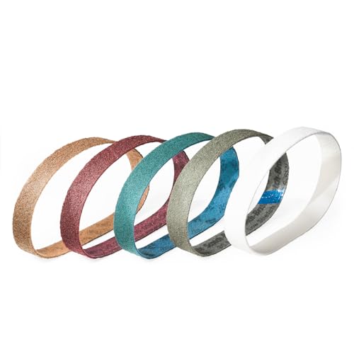 Set 3M Scotch-Brite Vliesband/Schleifband SC-BS | 40 x 760 mm | z.B. für Bosch Professional GRB 14 CE oder viele andere Rohrbandschleifer | je 1 x Körnung crs, med, vfn, sfn und T-Typ (polieren) von Score Abrasives