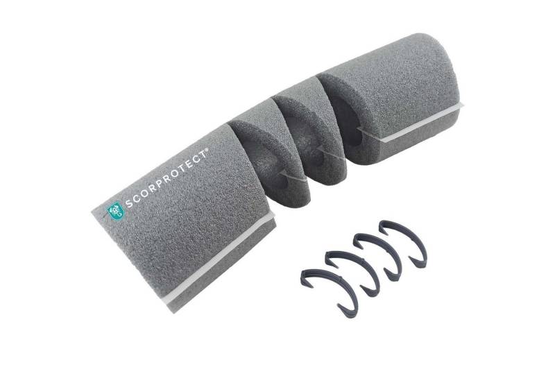 Scorprotect® Steinwolle PE Rohrisolierung SELBSTKLEBEND Bogen 90 Grad hellgrau + 4 Clipse von Scorprotect®