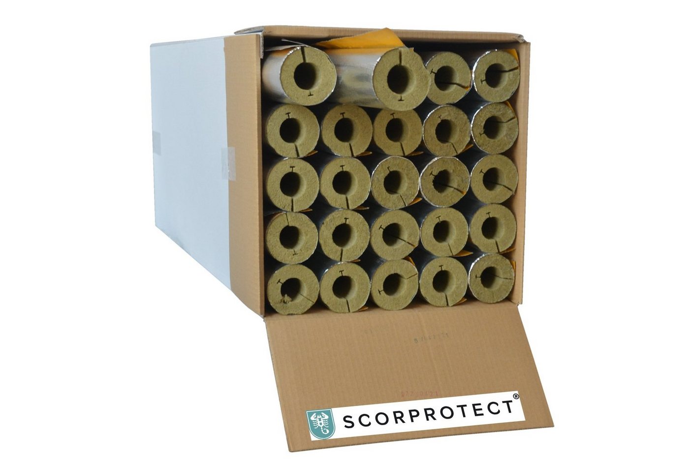 Scorprotect® Steinwolle voller Karton Rohrschale Rohrisolierung Steinwolle alukaschiert 0.040 W/mK, (25-St) von Scorprotect®