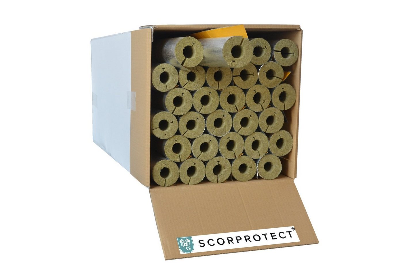 Scorprotect® Steinwolle voller Karton Rohrschale Rohrisolierung Steinwolle alukaschiert 0.040 W/mK, (30-St) von Scorprotect®