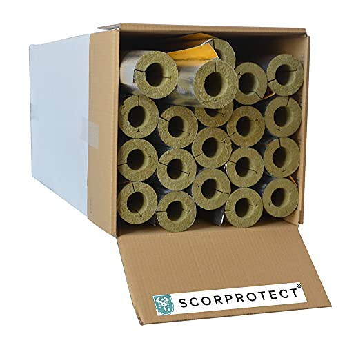 voller Karton Alukaschierte Rohrschale Rohrisolierung Steinwolle mit 0.040 Wärmeleitfähigkeit (Steinwolle, 42 x 20 mm x 1 Meter) von Scorprotect