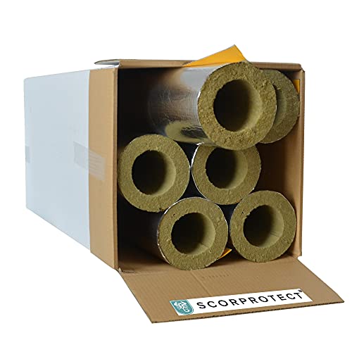 voller Karton Alukaschierte Rohrschale Rohrisolierung Steinwolle mit 0.040 Wärmeleitfähigkeit (Steinwolle, 89 x 30 mm x 1 Meter) von Scorprotect