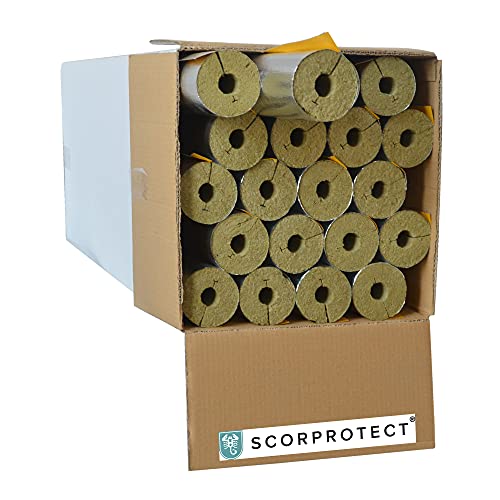 voller Karton Alukaschierte Rohrschale Rohrisolierung Steinwolle mit 0.040 Wärmeleitfähigkeit (Steinwolle, 28 x 30 mm x 1 Meter) von Scorprotect