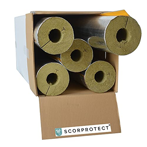 voller Karton Alukaschierte Rohrschale Rohrisolierung Steinwolle mit 0.040 Wärmeleitfähigkeit (Steinwolle, 60 x 50 mm x 1 Meter) von Scorprotect