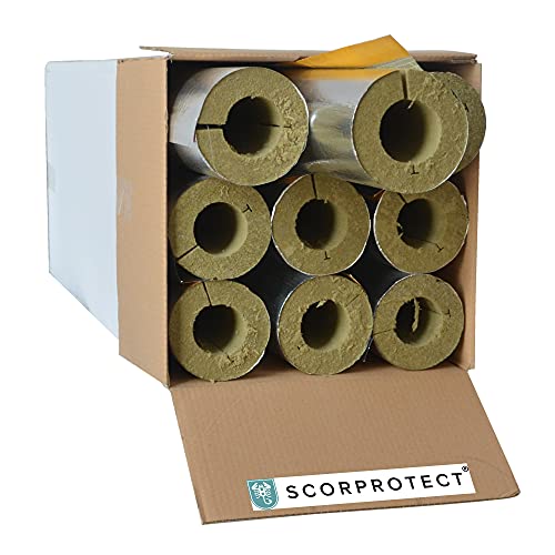 voller Karton Alukaschierte Rohrschale Rohrisolierung Steinwolle mit 0.040 Wärmeleitfähigkeit (Steinwolle, 64 x 30 mm x 1 Meter) von Scorprotect