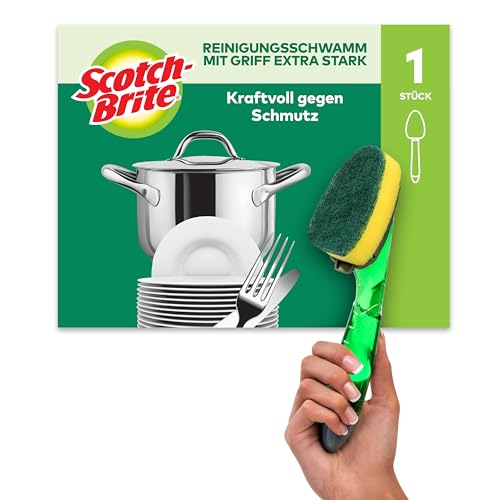 Scotch-Brite Scheuerschwamm mit Griff und Flüssigkeitsspender für schwierige Aufgaben, 1 Stück pro Packung von Scotch-Brite