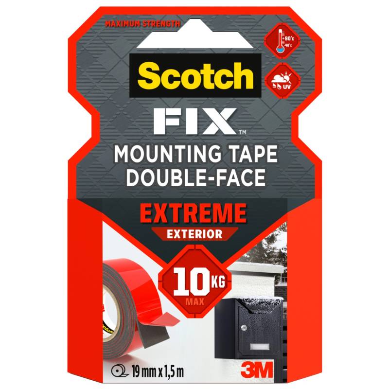 Scotch-Fix Außenmontageband Extreme Doppelseitig 19 mm x 1,5 m Schwarz von Scotch-Fix
