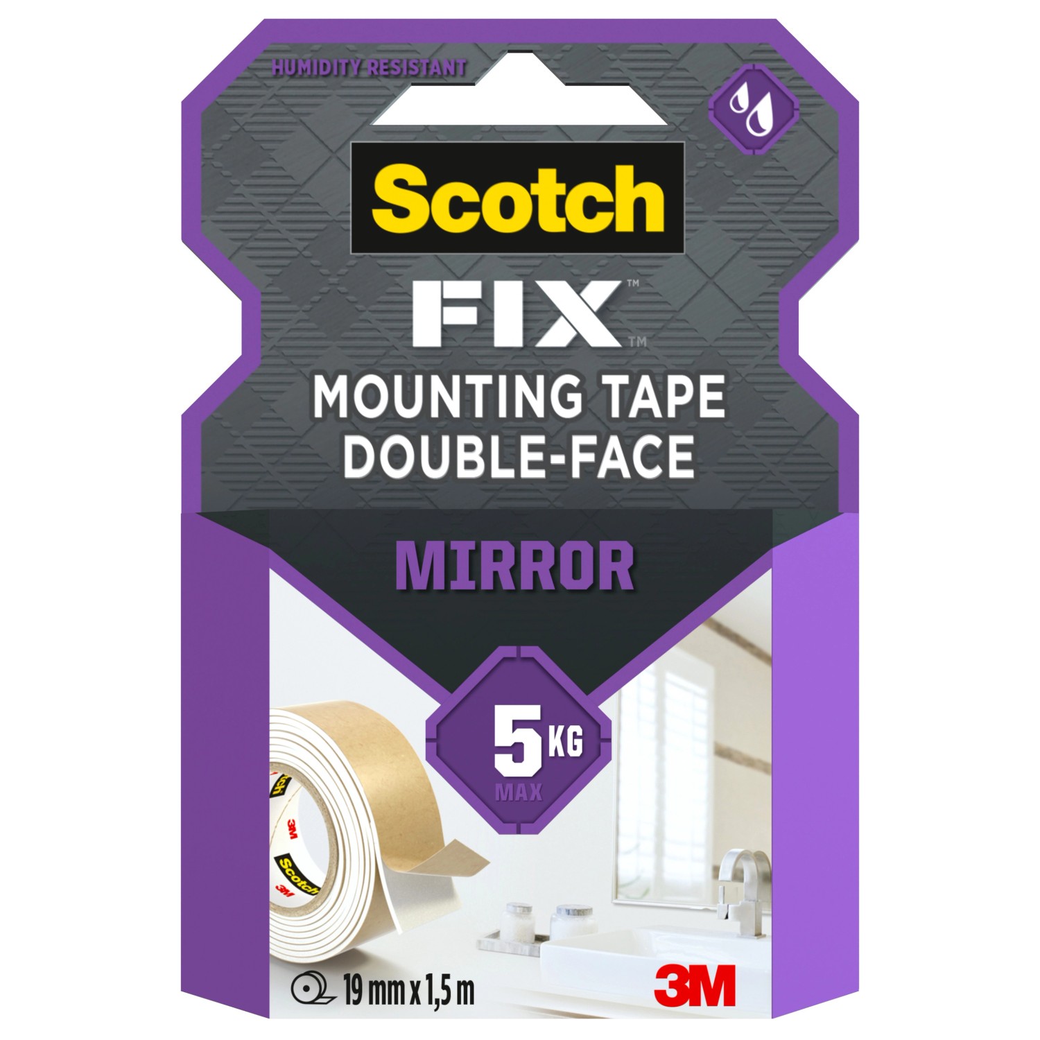 Scotch-Fix Spiegelmontageband 4496W-1915-P 19 mm x 1,5 m Weiß von Scotch-Fix