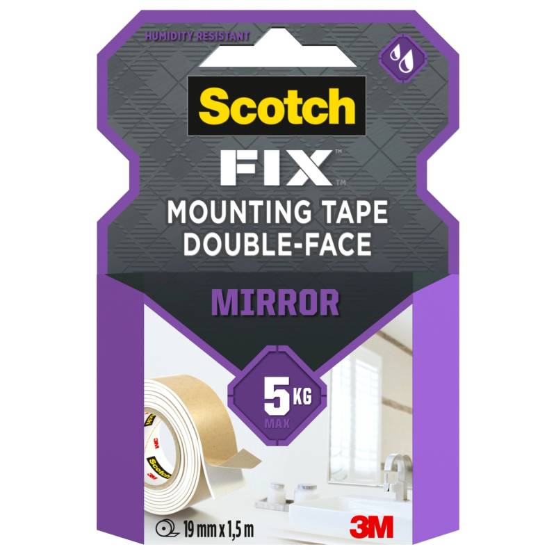 Scotch-Fix Spiegelmontageband 4496W-1915-P 19 mm x 1,5 m Weiß von Scotch-Fix