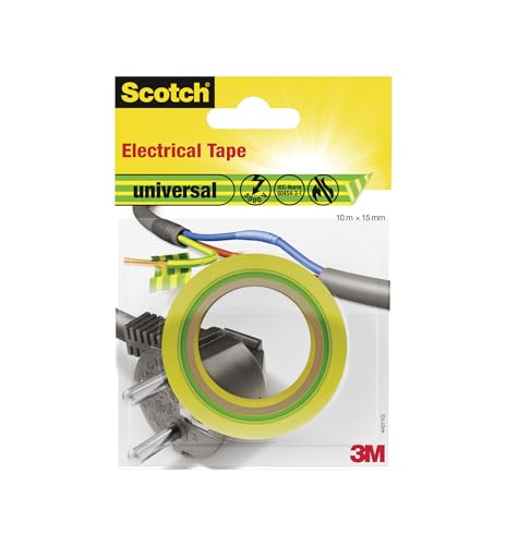 ScotchBlue 4401YG Isolierband universal, 15 mm x 10 m, 1 Stück, Gelb/Grün von ScotchBlue