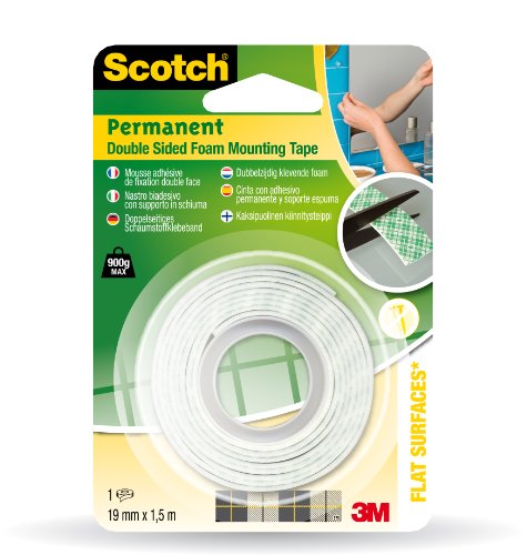 3M AA331915 Scotch Permanent Standard Mounting Tape Permanent haftendes Schaum-Montageband, zuschneidbar, 19 mm x 1,5 m von ScotchBlue