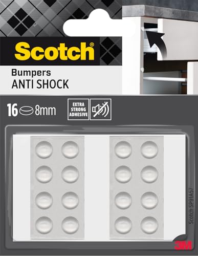 Scotch 0 x SP91A57 Anti-Schock-Pads, selbstklebend, transparent, Ø 8 mm, Packung mit 16 Stück, farblos von Scotch