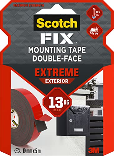 Scotch doppelseitiges Montageklebeband in Grau 40021950 – Extrem starker Halt – Für die Benutzung draußen geeignet – 19 mm x 5 m von Scotch FIX