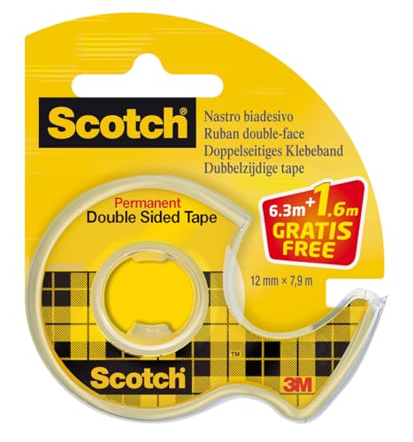 Scotch Doppelseitiges klebeband, 12,7 mm x 7,89 m - Klares Doppelseitiges klebeband, Stark klebend für Scrapbooking, Basteln und Projekte, fotoverträglich von Scotch