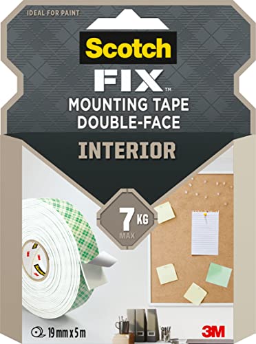 Scotch-Fix Doppelseitiges Montageband für den Innenbereich, Weiß – 1 Rolle (19 mm x 5 m) – Starker Halt, für verschiedene Oberflächen – Kein Werkzeug erforderlich – Hält bis zu 7 kg Scotch-Fix Doppelseitiges Montageband für den Innenbereich, Weiß – 1 Rolle (19 mm x 5 m) – Starker Halt, für verschiedene Oberflächen – Kein Werkzeug erforderlich – Hält bis zu 7 kg von ScotchBlue