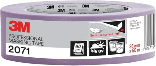 3M Pro Malerabdeckband 2071 -1 Rolle 36 mm x 50 m, Lila - für empfindliche Oberflächen, innen und außen von 3M Pro