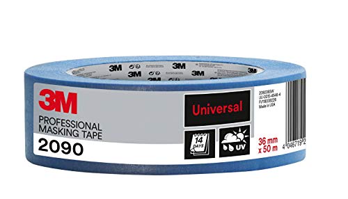3M Pro Malerabdeckband 2090 - 36 mm x 50 m, 1 Rolle - für grobe Oberflächen, UV-beständig, innen und außen von 3M Pro
