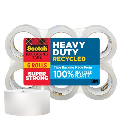 Scotch Strapazierfähiges recyceltes Verpackungsband, Versand- und Verpackungsband, 4,8 cm x 55,6 m, 6 Stück von Scotch