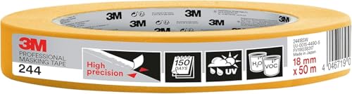 3M Pro Malerabdeckband 244 - 1 Rolle 18 mm x 50 m - für scharfe Farbkanten, UV-beständig, innen und außen von 3M Pro