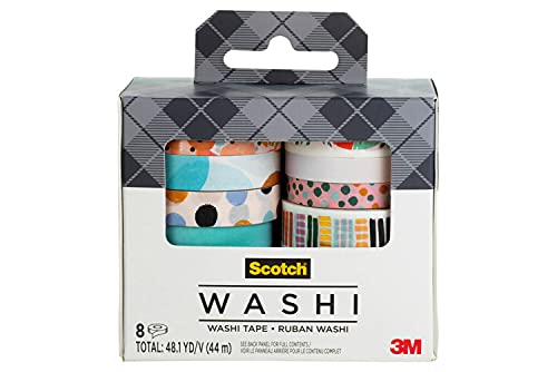 Scotch Washi Tape, Bright Colors, Assorted Patterns, 8 Rolls/Pack (C1017-8-P19) von Scotch