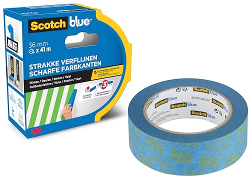 ScotchBlue Malerkrepp für Scharfe Linien, 36 mm x 41 m, Extrem Präzises Scotch Klebeband für Malerarbeiten, Abklebeband/Kreppband - Papier aus PEFC-kontrollierten Quellen hergestellt von ScotchBlue