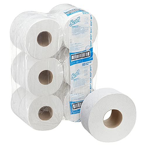 Scott Essential Jumbo Toilettenpapierrolle 8512 – Jumbo-Rolle Toilettenpapier – 12 Rollen x 526 Blatt 2-lagigen Toilettenpapiers (2.400 m gesamt) von Scott