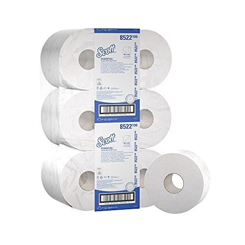 Scott Essential Jumbo Toilettenpapierrolle 8522 – Jumbo-Rolle Toilettenpapier – 12 Rollen x 474 Blatt 2-lagigen Toilettenpapiers (2.160m gesamt) von Scott