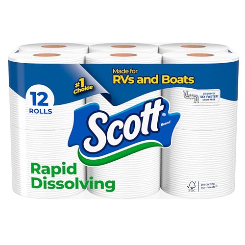 Scott Schnellauflösendes Toilettenpapier | 12 Doppelrollen | Nachhaltig | Septikfest | Toilettenpapier von Scott