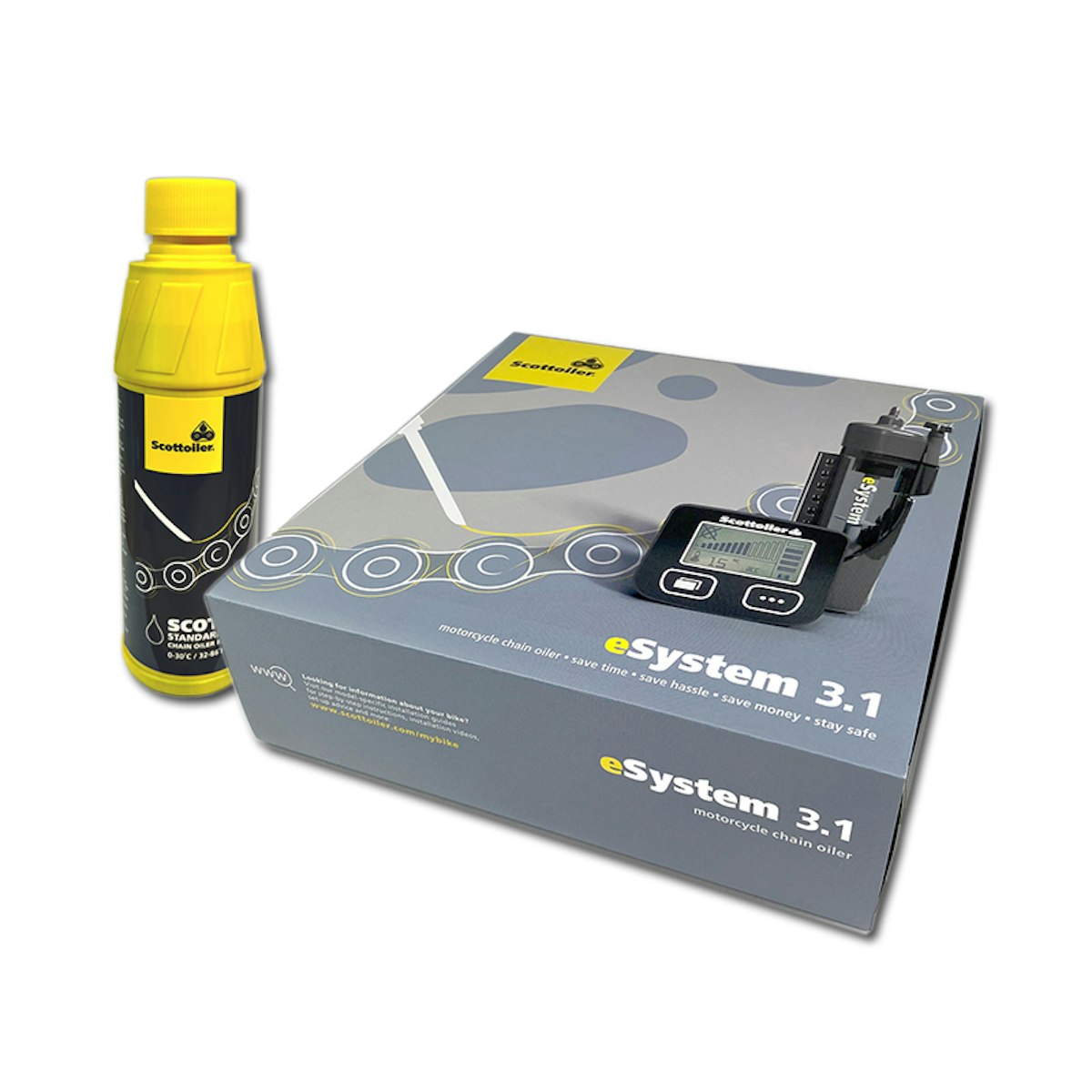 Scottoiler - eSystem v3.1, Scottoiler Kit: eSystem inkl. 250ml blaues Traditional Öl Scottoiler - eSystem v3.1, Scottoiler Kit: eSystem inkl. 250ml blaues Traditional Öl von Scottoiler
