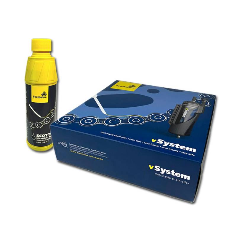 Scottoiler - vSystem, Scottoiler Kit: vSystem inkl. 250ml blaues Traditional Öl von Scottoiler